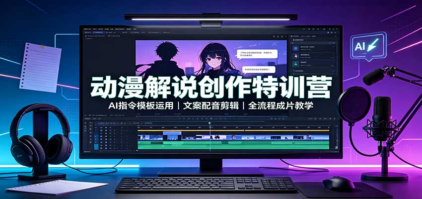 动漫解说创作特训营:AI指令模板运用,文案配音剪辑,全流程成片教学-佳梦网创 - 网创副业项目资源站