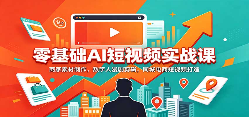 零基础AI短视频实战课:商家素材制作,数字人漫剧剪辑,同城电商短视频打造-佳梦网创 - 网创副业项目资源站