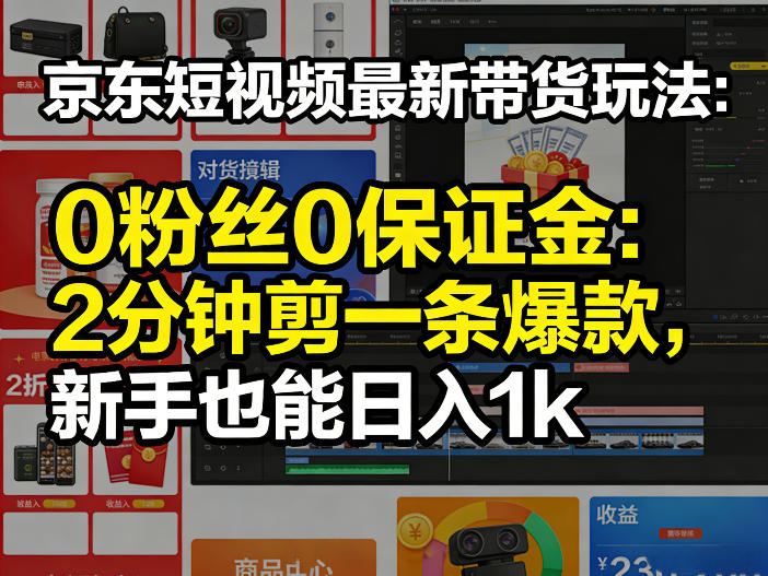 京东短视频最新带货玩法，0粉丝0保证金，2分钟剪一条爆款，新手也能日入1k+【揭秘】 - 佳梦网创 - 网创副业项目资源站-佳梦网创 - 网创副业项目资源站