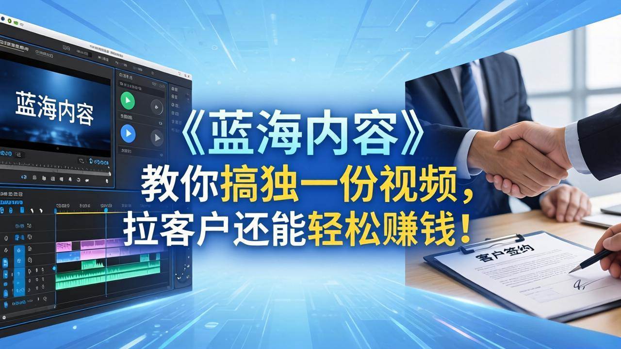 （18301期）做视频卷不动了？《蓝海内容》教你搞独一份视频，拉客户还能轻松赚钱！ - 佳梦网创 - 网创副业项目资源站-佳梦网创 - 网创副业项目资源站