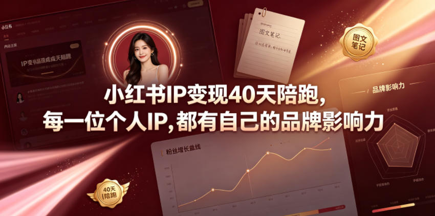 小红书IP变现40天陪跑，每一位个人IP，都有自己的品牌影响力 - 佳梦网创 - 网创副业项目资源站-佳梦网创 - 网创副业项目资源站