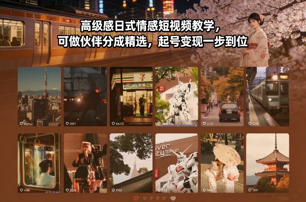 高级感日式情感短视频教学，可做伙伴分成精选，起号变现一步到位 - 佳梦网创 - 网创副业项目资源站-佳梦网创 - 网创副业项目资源站