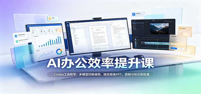 AI办公效率提升课：Codex工具教学，多模型切换调用，搞定报表PPT、剪辑与知识库搭建-佳梦网创 - 网创副业项目资源站